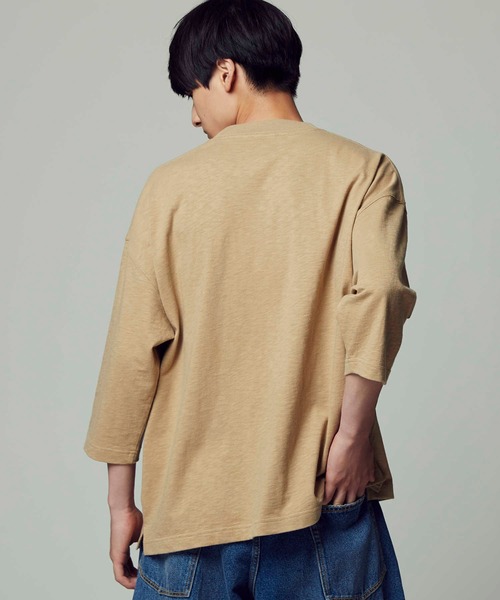 RAG MACHINE（ラグマシーン）の「【RAG MACHINE】無地ビッグシルエット7分Ｔシャツ（Tシャツ/カットソー・メンズ・ブラック/ベージュ/オフホワイト/オリーブ・L/XL/M）」の10枚目の写真