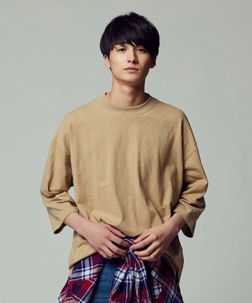 RAG MACHINE（ラグマシーン）の「【RAG MACHINE】無地ビッグシルエット7分Ｔシャツ（Tシャツ/カットソー・メンズ・ブラック/ベージュ/オフホワイト/オリーブ・L/XL/M）」の14枚目の写真