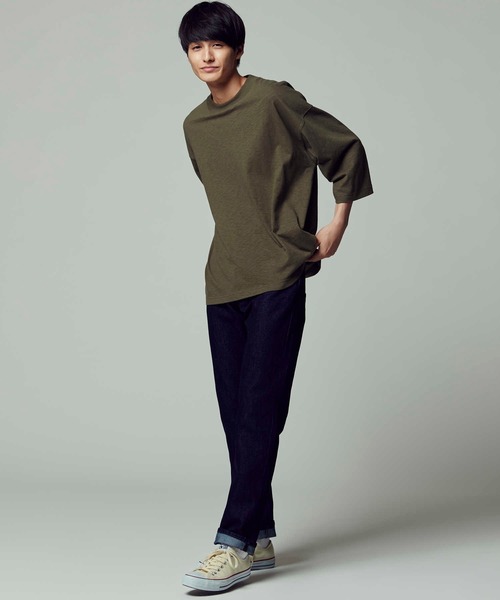 RAG MACHINE（ラグマシーン）の「【RAG MACHINE】無地ビッグシルエット7分Ｔシャツ（Tシャツ/カットソー・メンズ・ブラック/ベージュ/オフホワイト/オリーブ・L/XL/M）」の16枚目の写真