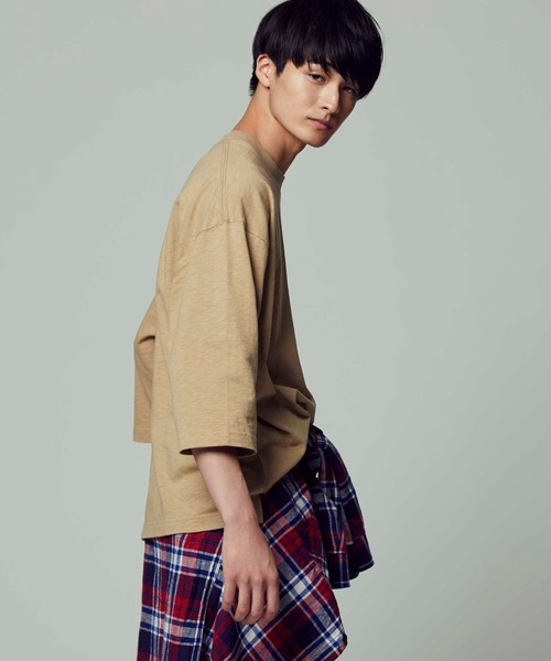 RAG MACHINE（ラグマシーン）の「【RAG MACHINE】無地ビッグシルエット7分Ｔシャツ（Tシャツ/カットソー・メンズ・ブラック/ベージュ/オフホワイト/オリーブ・L/XL/M）」の12枚目の写真