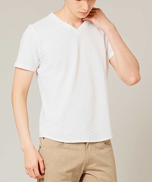 MICHEL KLEIN HOMME   （ミッシェルクランオム）の「カットソー（クリスタルリンクス）（Tシャツ/カットソー・メンズ・ホワイト/ブルー/クリーム・46/48）」の2枚目の写真