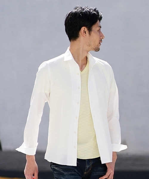 MICHEL KLEIN HOMME   （ミッシェルクランオム）の「カットソー（クリスタルリンクス）（Tシャツ/カットソー・メンズ・ホワイト/ブルー/クリーム・46/48）」の11枚目の写真