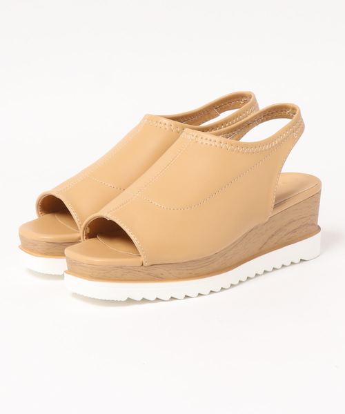KOBE LETTUCE（コウベレタス）の「バックストラップソフトレザータッチウェッジソールサンダル（サンダル・レディース・アイボリー/キャメル/ブラック・L/LL/M/S）」の12枚目の写真