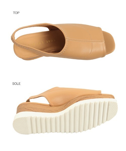 KOBE LETTUCE（コウベレタス）の「バックストラップソフトレザータッチウェッジソールサンダル（サンダル・レディース・アイボリー/キャメル/ブラック・L/LL/M/S）」の14枚目の写真