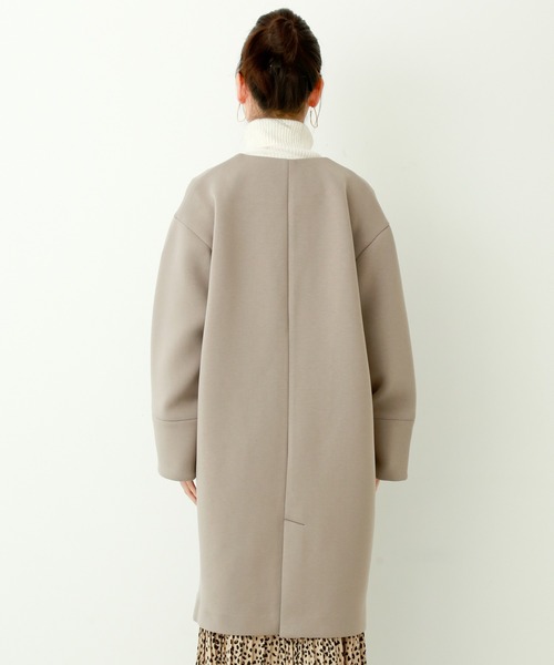 n'ee-ne（ネーネ）の「ダイバー素材　ノーカラーコート（ノーカラーコート・レディース・ブラック/グレイッシュベージュ/カーキ/グレー/ネイビー/ベージュ・M/L）」の13枚目の写真