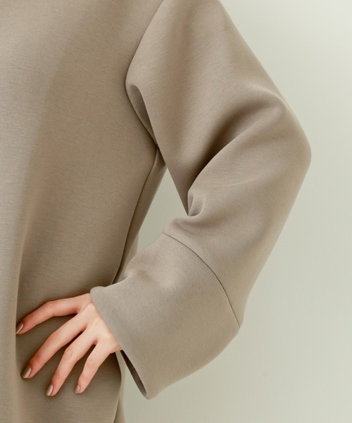 n'ee-ne（ネーネ）の「ダイバー素材　ノーカラーコート（ノーカラーコート・レディース・ブラック/グレイッシュベージュ/カーキ/グレー/ネイビー/ベージュ・M/L）」の18枚目の写真