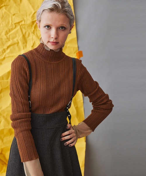 INella（イネラ）の「【INella(イネラ)】トゥープライハイネックニットトップス（ニット/セーター・レディース・パープル/ブラウン/グリーン・FREE）」の2枚目の写真