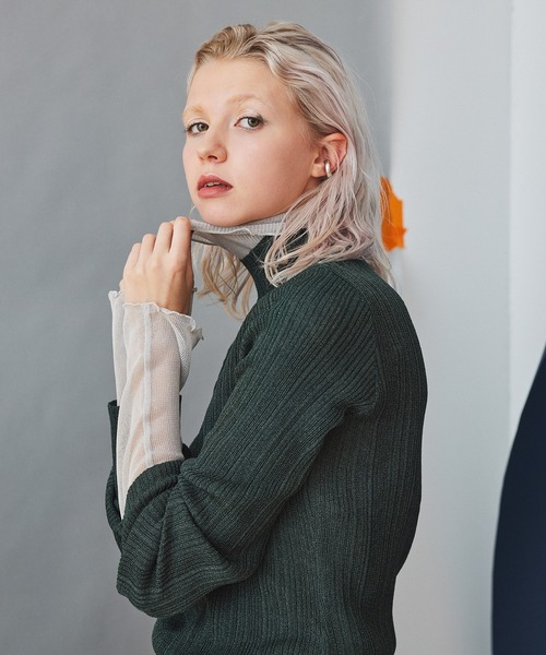 INella（イネラ）の「【INella(イネラ)】トゥープライハイネックニットトップス（ニット/セーター・レディース・パープル/ブラウン/グリーン・FREE）」の3枚目の写真