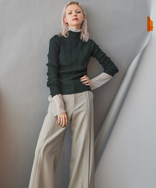 INella（イネラ）の「【INella(イネラ)】トゥープライハイネックニットトップス（ニット/セーター・レディース・パープル/ブラウン/グリーン・FREE）」の4枚目の写真