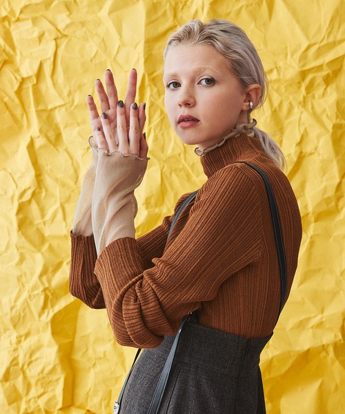 INella（イネラ）の「【INella(イネラ)】トゥープライハイネックニットトップス（ニット/セーター・レディース・パープル/ブラウン/グリーン・FREE）」の7枚目の写真