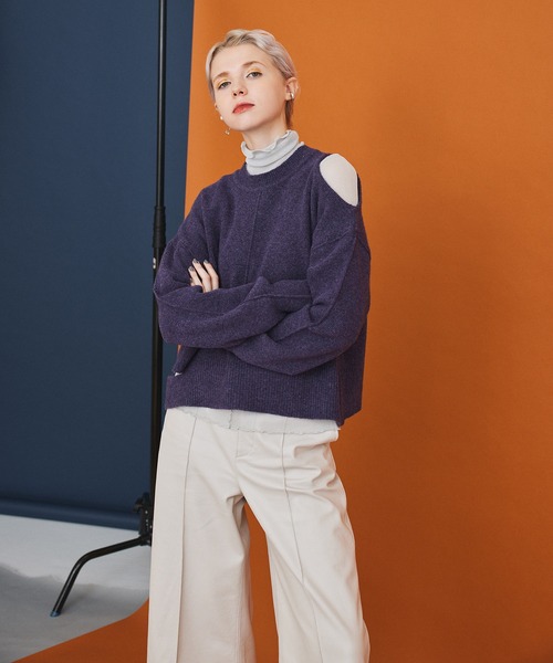 INella（イネラ）の「【INella(イネラ)】トゥープライハイネックニットトップス（ニット/セーター・レディース・パープル/ブラウン/グリーン・FREE）」の13枚目の写真