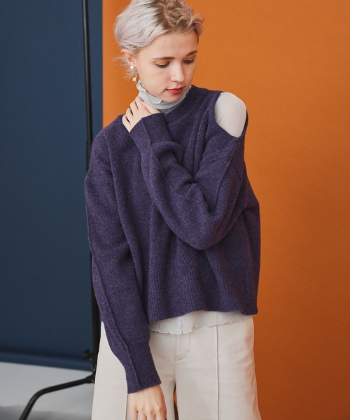 INella（イネラ）の「【INella(イネラ)】トゥープライハイネックニットトップス（ニット/セーター・レディース・パープル/ブラウン/グリーン・FREE）」の6枚目の写真