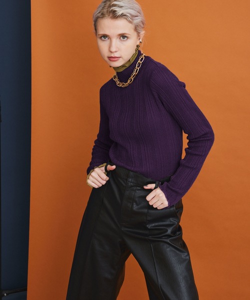 INella（イネラ）の「【INella(イネラ)】トゥープライハイネックニットトップス（ニット/セーター・レディース・パープル/ブラウン/グリーン・FREE）」の15枚目の写真