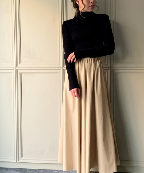 JUNOAH（ジュノア）の「AラインPUレザーマキシスカート（スカート