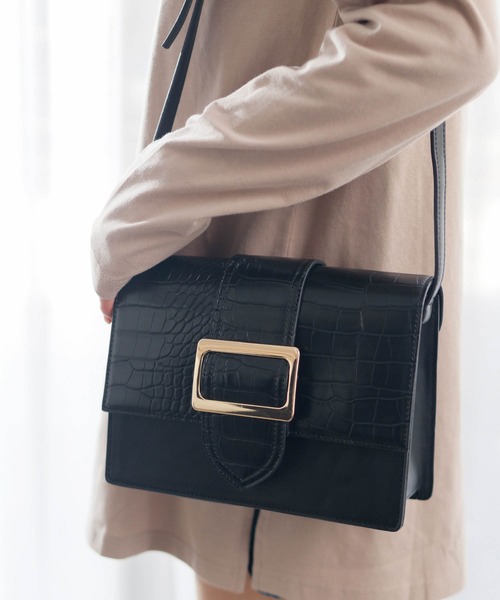 LIPSERVICE（リップサービス）の「スクエアバックルミニバッグ（ショルダーバッグ・レディース・ベージュ/ブラック・FREE）」の2枚目の写真