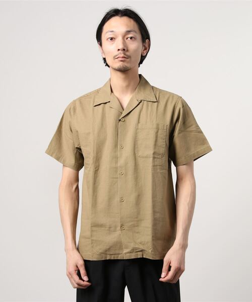 MANASTASH（マナスタッシュ）の「MANASTASH/マナスタッシュ HEMP OPENCOLLAR SHIRT 綿麻半袖シャツ（シャツ/ブラウス・メンズ・ブラック/カーキ/キナリ・MEDIUM/X-LARGE/LARGE）」の3枚目の写真