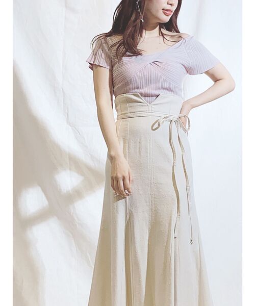 MERCURYDUO（マーキュリーデュオ）の「3WAYツイストオフショルリブニット（ニット/セーター・レディース・ブラック/オフホワイト/グリーン/ラベンダー・FREE）」の5枚目の写真