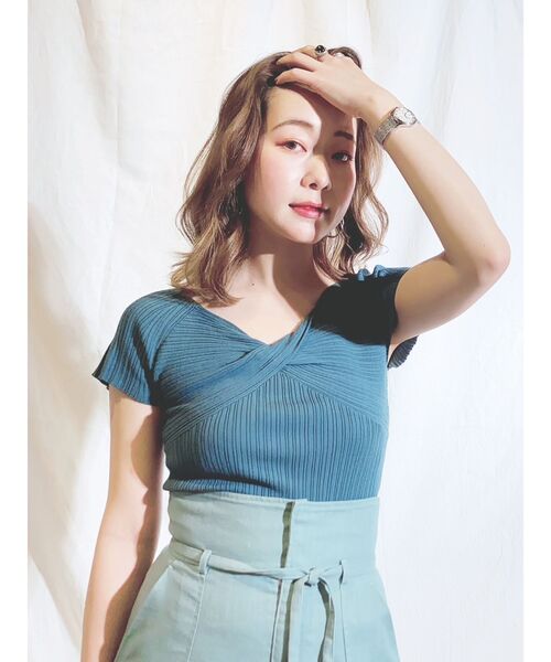 MERCURYDUO（マーキュリーデュオ）の「3WAYツイストオフショルリブニット（ニット/セーター・レディース・ブラック/オフホワイト/グリーン/ラベンダー・FREE）」の9枚目の写真