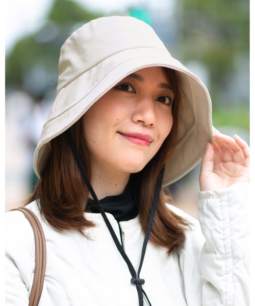 新品試着のみ/kikou 和柄パッチ付きハット UVつば広ハット/あご紐付き（ハット）｜14+（イチヨンプラス）の