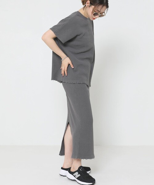 Sig FREAK'S STORE（シグフリークスストア）の「ワッフルスカートセットアップ（セットアップ・レディース・ダークグレー/ベージュ・ﾌﾘ-）」の9枚目の写真