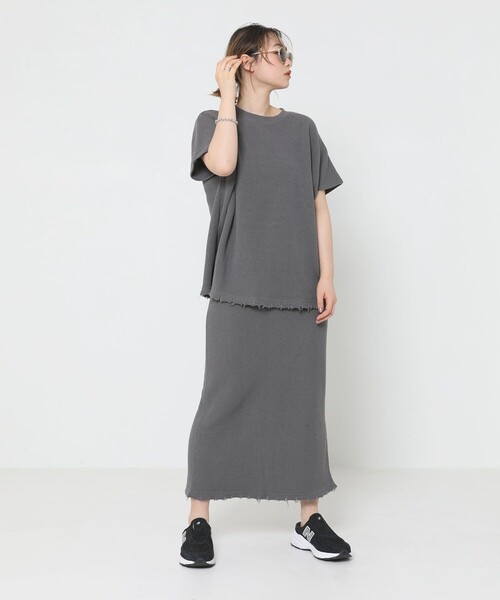 Sig FREAK'S STORE（シグフリークスストア）の「ワッフルスカートセットアップ（セットアップ・レディース・ダークグレー/ベージュ・ﾌﾘ-）」の14枚目の写真