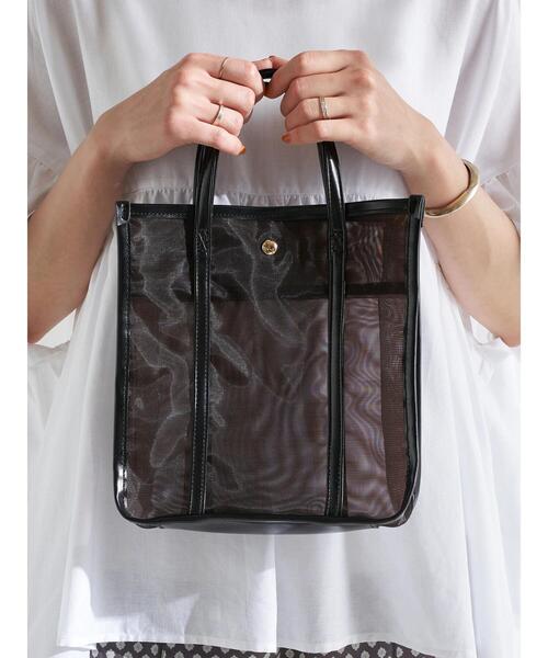 earth music&ecology（アースミュージックアンドエコロジー）の「スクエアメッシュバッグ ＊（トートバッグ・レディース・ブラック/サックスブルー/アイボリー/ラベンダー/ピンクベージュ・FREE）」の14枚目の写真