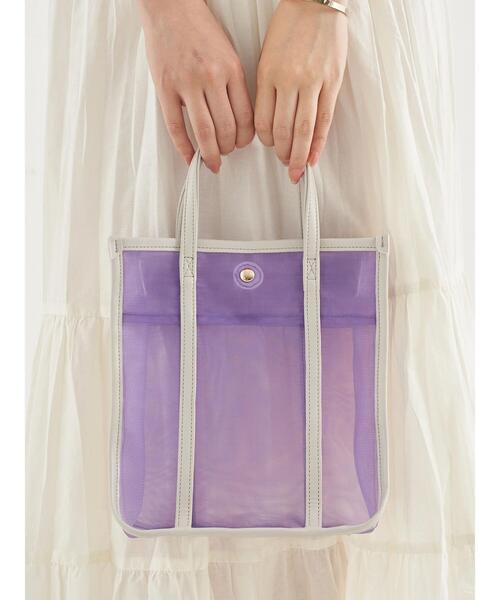 earth music&ecology（アースミュージックアンドエコロジー）の「スクエアメッシュバッグ ＊（トートバッグ・レディース・ブラック/サックスブルー/アイボリー/ラベンダー/ピンクベージュ・FREE）」の16枚目の写真