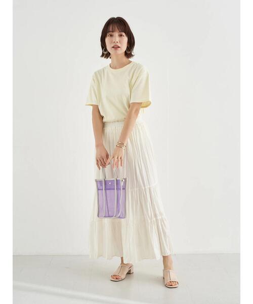 earth music&ecology（アースミュージックアンドエコロジー）の「スクエアメッシュバッグ ＊（トートバッグ・レディース・ブラック/サックスブルー/アイボリー/ラベンダー/ピンクベージュ・FREE）」の17枚目の写真