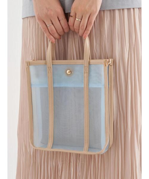 earth music&ecology（アースミュージックアンドエコロジー）の「スクエアメッシュバッグ ＊（トートバッグ・レディース・ブラック/サックスブルー/アイボリー/ラベンダー/ピンクベージュ・FREE）」の18枚目の写真