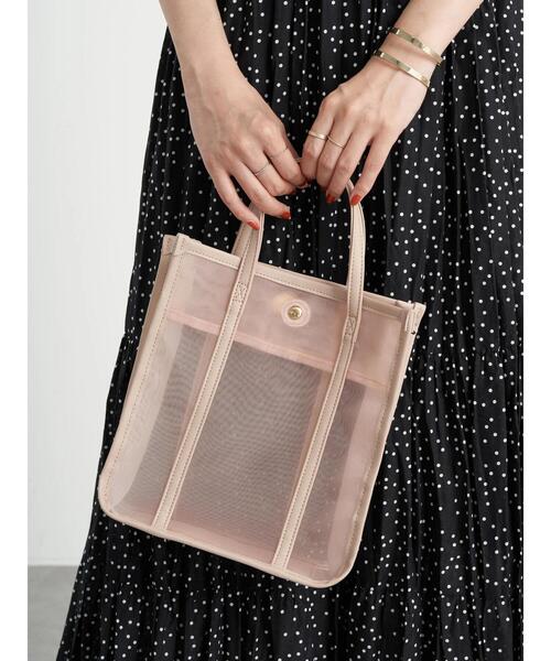 earth music&ecology（アースミュージックアンドエコロジー）の「スクエアメッシュバッグ ＊（トートバッグ・レディース・ブラック/サックスブルー/アイボリー/ラベンダー/ピンクベージュ・FREE）」の20枚目の写真