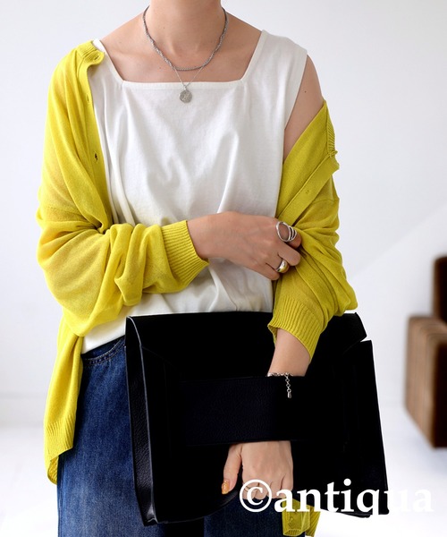 antiqua（アンティカ）の「コットン100%スクエアネックタンク（タンクトップ・レディース・アッシュグレー/ブラック/オフホワイト/カーキ/ベージュ系その他/オートミール/マスタード/ライトパープル/オレンジ/ダークグリーン・FREE）」の22枚目の写真