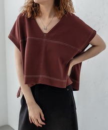 配色サイドリボンベスト