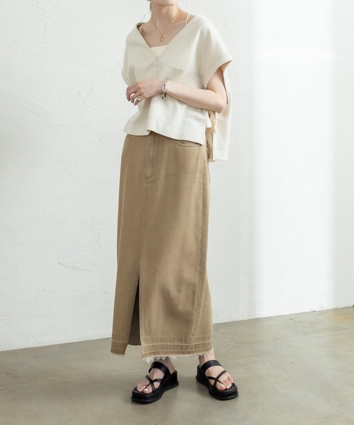 mystic（ミスティック）の「配色サイドリボンベスト（ベスト・レディース・アイボリー/チャコールグレー/ブラウン・FREE）」の4枚目の写真