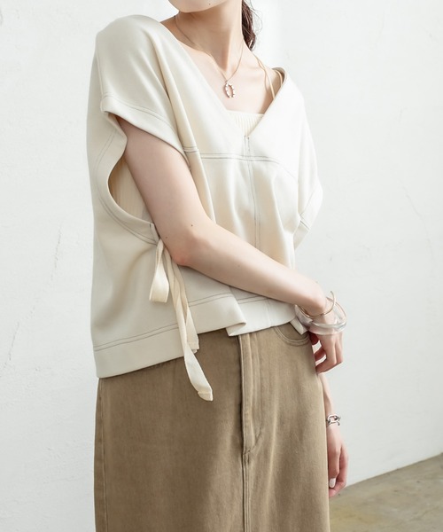 mystic（ミスティック）の「配色サイドリボンベスト（ベスト・レディース・アイボリー/チャコールグレー/ブラウン・FREE）」の13枚目の写真