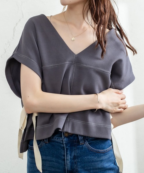 mystic（ミスティック）の「配色サイドリボンベスト（ベスト・レディース・アイボリー/チャコールグレー/ブラウン・FREE）」の20枚目の写真