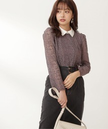 PROPORTION BODY DRESSING | 衿付きタイニーフラワーレースブラウス / 1211210809(シャツ/ブラウス)