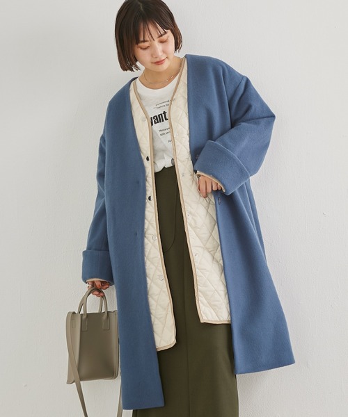 LAVEANGE(ラビアンジェ)の「パイピング キルティングコート(その他アウター・レディース・ブラック/パープル/イエロー/アイボリー・LL/3L/M/L)」の5枚目の写真