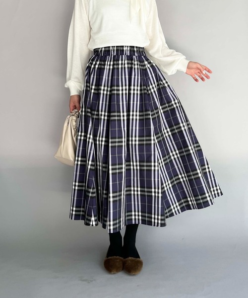 PICCIN（ピッチン）の「チェックフレアスカート（スカート・レディース・グレー/ブラック/グリーン系その他/ブルー/イエロー系その他/オフホワイト/ブラック系その他/ブルー系その他/ブラウン/グリーン/パープル/ベージュ/イエロー/ピンク・M）」の11枚目の写真