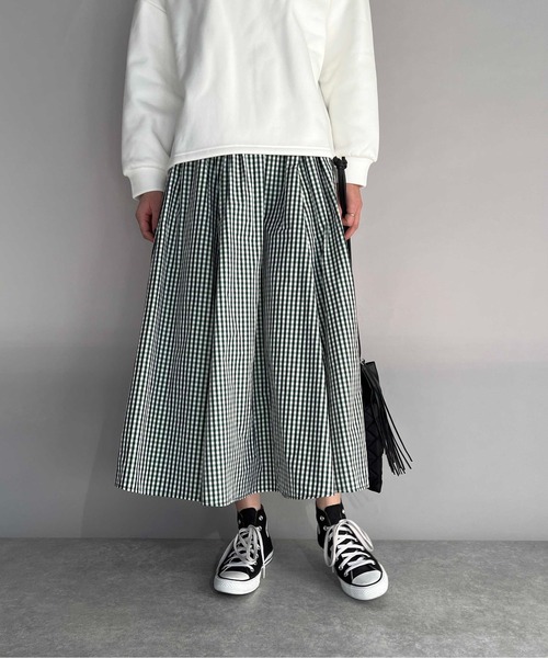 PICCIN（ピッチン）の「チェックフレアスカート（スカート・レディース・グレー/ブラック/グリーン系その他/ブルー/イエロー系その他/オフホワイト/ブラック系その他/ブルー系その他/ブラウン/グリーン/パープル/ベージュ/イエロー/ピンク・M）」の9枚目の写真