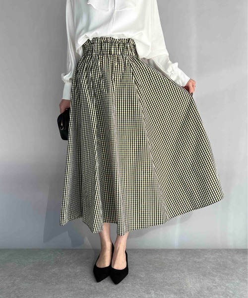 PICCIN（ピッチン）の「チェックフレアスカート（スカート・レディース・グレー/ブラック/グリーン系その他/ブルー/イエロー系その他/オフホワイト/ブラック系その他/ブルー系その他/ブラウン/グリーン/パープル/ベージュ/イエロー/ピンク・M）」の13枚目の写真