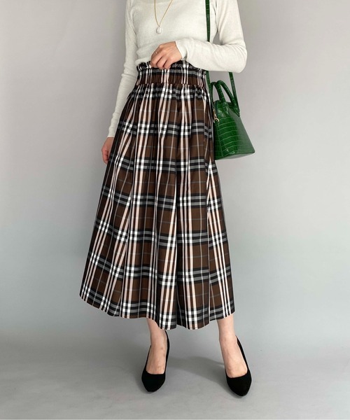 PICCIN（ピッチン）の「チェックフレアスカート（スカート・レディース・グレー/ブラック/グリーン系その他/ブルー/イエロー系その他/オフホワイト/ブラック系その他/ブルー系その他/ブラウン/グリーン/パープル/ベージュ/イエロー/ピンク・M）」の6枚目の写真