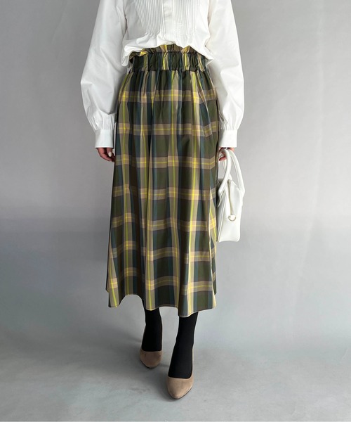 PICCIN（ピッチン）の「チェックフレアスカート（スカート・レディース・グレー/ブラック/グリーン系その他/ブルー/イエロー系その他/オフホワイト/ブラック系その他/ブルー系その他/ブラウン/グリーン/パープル/ベージュ/イエロー/ピンク・M）」の12枚目の写真