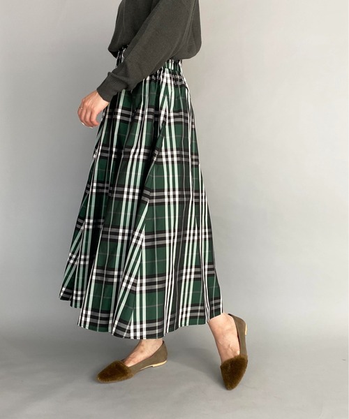 PICCIN（ピッチン）の「チェックフレアスカート（スカート・レディース・グレー/ブラック/グリーン系その他/ブルー/イエロー系その他/オフホワイト/ブラック系その他/ブルー系その他/ブラウン/グリーン/パープル/ベージュ/イエロー/ピンク・M）」の8枚目の写真