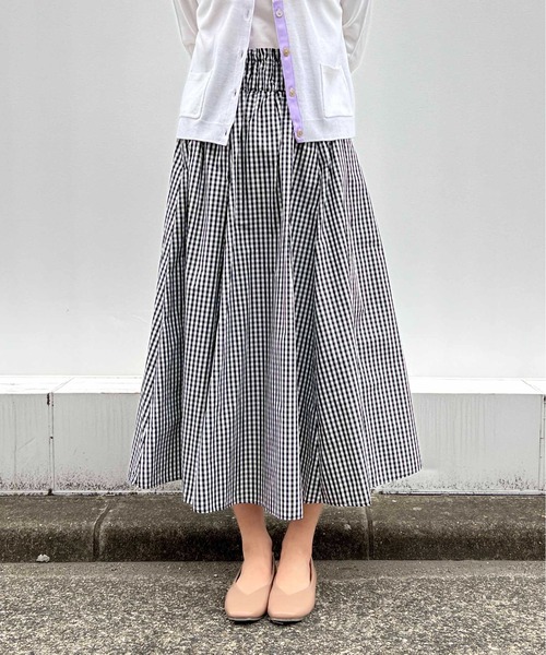 PICCIN（ピッチン）の「チェックフレアスカート（スカート・レディース・グレー/ブラック/グリーン系その他/ブルー/イエロー系その他/オフホワイト/ブラック系その他/ブルー系その他/ブラウン/グリーン/パープル/ベージュ/イエロー/ピンク・M）」の3枚目の写真