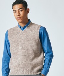 【Cash Lamb's Wool】Vネックベスト