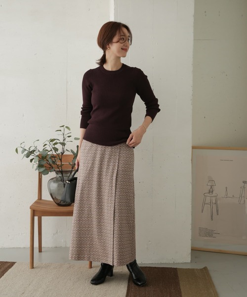 URBAN RESEARCH DOORS（アーバンリサーチドアーズ）の「ジャガードジオメトリック柄スカート（スカート・レディース・カーキ/イエロー・ONE）」の16枚目の写真