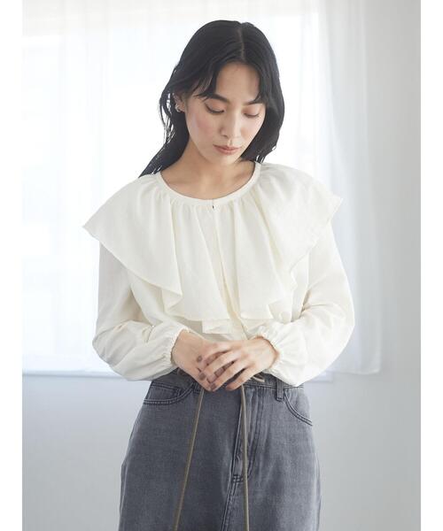 Green　Parks（グリーンパークス）の「着回せるラッフルシャツ＊（シャツ/ブラウス・レディース・ブラック/オフホワイト・FREE）」の22枚目の写真