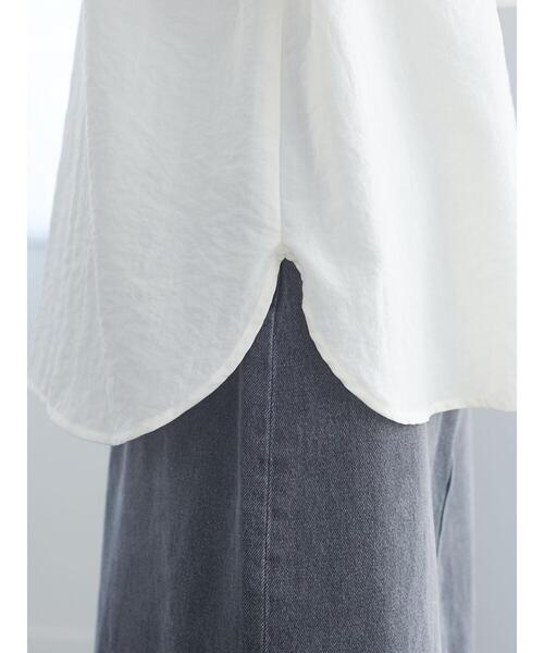 Green　Parks（グリーンパークス）の「着回せるラッフルシャツ＊（シャツ/ブラウス・レディース・ブラック/オフホワイト・FREE）」の3枚目の写真