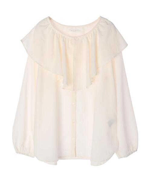 Green　Parks（グリーンパークス）の「着回せるラッフルシャツ＊（シャツ/ブラウス・レディース・ブラック/オフホワイト・FREE）」の7枚目の写真