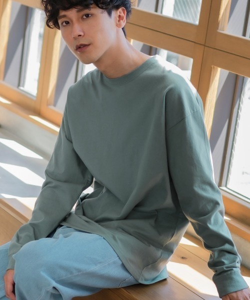 SIDEWAY STANCE（サイドウェイスタンス）の「【SIDEWAY STANCE】ミドルウェイト 長袖 無地 Tシャツ（Tシャツ/カットソー・メンズ・ホワイト/チャコール/モスグリーン/パープル/グレイッシュベージュ/ブラック・LARGE/MEDIUM/X-LARGE）」の6枚目の写真